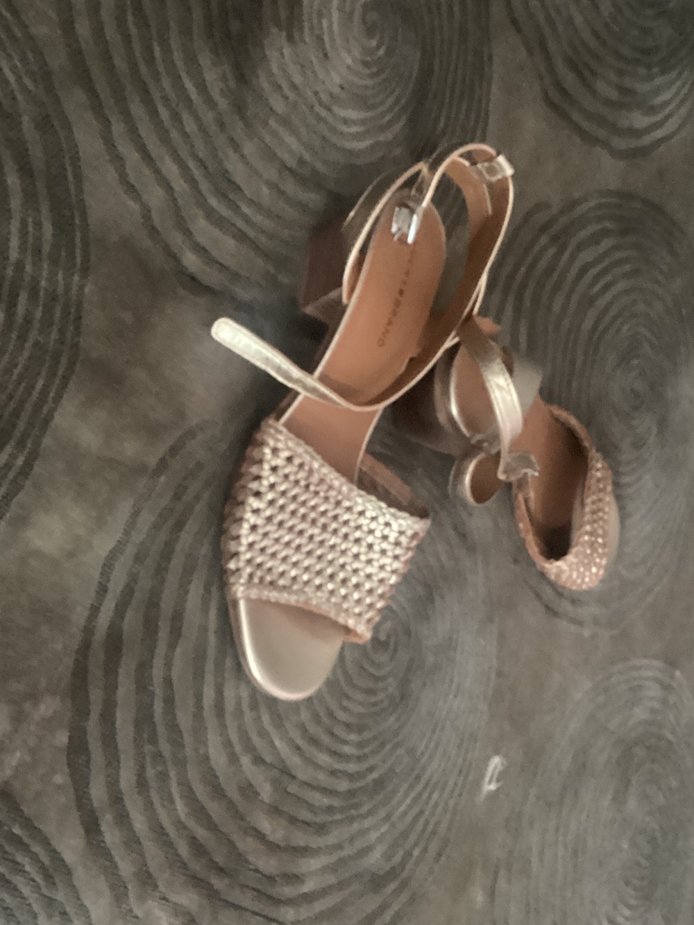 Lucky Brand Rose Gold Braided Block Heel Sandals